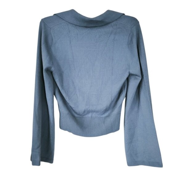 Laundry By Shelli Segal V-Neck Collared Rib Cutout Preppy Sweater M - Picture 3 of 8